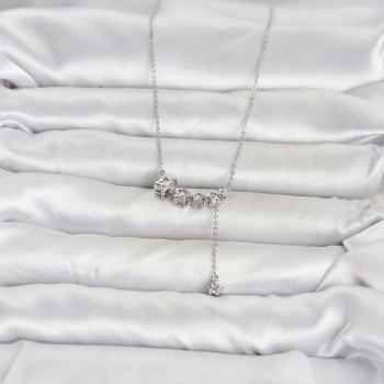 Pirinç Gümüş Renk Minimal Sallantılı Yıldız Model Kadın Kolye Pirinç Gümüş Renk Minimal Sallantılı Yıldız Model Kadın Kolye