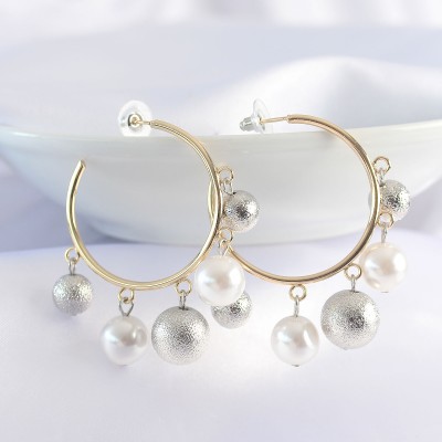 Pirinç Gümüş Renk Topçuk Model Gold Renk Halka Küpe Pirinç Gümüş Renk Topçuk Model Gold Renk Halka Küpe