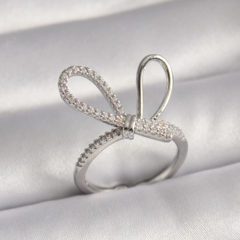 Pirinç Gümüş Renk Zirkon Taşlı Düğüm Model Kadın Yüzük Pirinç Gümüş Renk Zirkon Taşlı Düğüm Model Kadın Yüzük