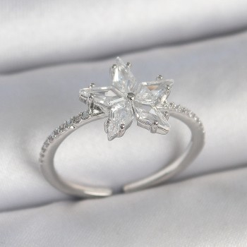 Pirinç Gümüş Renk Zirkon Taşlı Yıldız Model Ayarlanabilir Kadın Yüzük Pirinç Gümüş Renk Zirkon Taşlı Yıldız Model Ayarlanabilir Kadın Yüzük