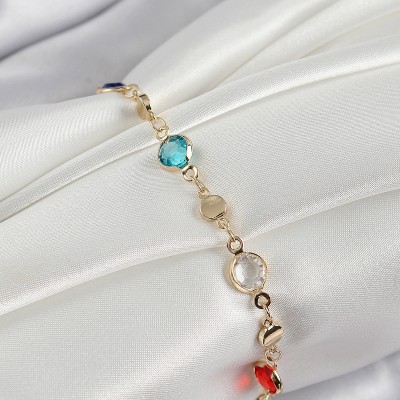 Pirinç Karışık Renk Zirkon Taşlı Gold Renk Kadın Bileklik Pirinç Karışık Renk Zirkon Taşlı Gold Renk Kadın Bileklik
