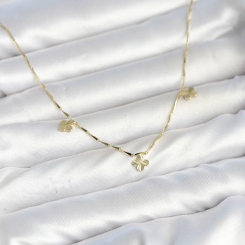 Pirinç Minimal Gold Renk Yonca Model Kadın Kolye Pirinç Minimal Gold Renk Yonca Model Kadın Kolye