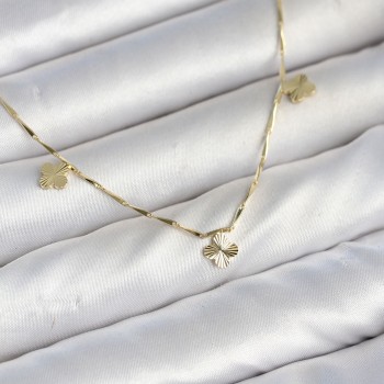Pirinç Minimal Gold Renk Yonca Model Kadın Kolye
