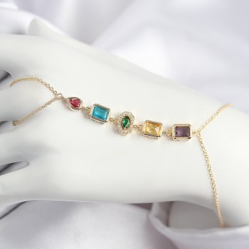 Pirinç Renkli Zirkon Taşlı Model Gold Renk Şahmeran
