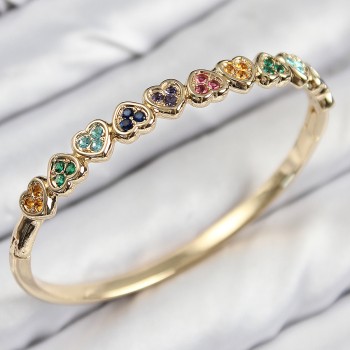 Pirinç Renkli Zirkon Taşlı Sıralı Kalp Model Gold Renk Kadın Kelepçe Pirinç Renkli Zirkon Taşlı Sıralı Kalp Model Gold Renk Kadın Kelepçe