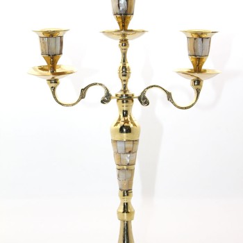 Pirinç Sedefli 3'lü Şamdan Model 1 Pirinç Sedefli 3'lü Şamdan Model 1