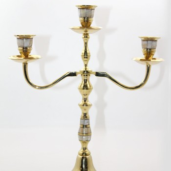 Pirinç Sedefli 3'lü Şamdan Model 2 Pirinç Sedefli 3'lü Şamdan Model 2