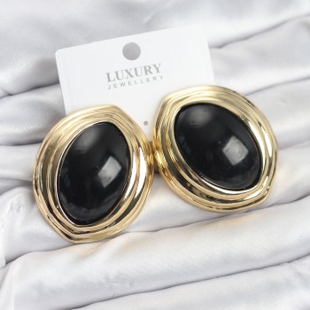 Pirinç Siyah Badem Model Vintage Gold Kadın Küpe Pirinç Siyah Badem Model Vintage Gold Kadın Küpe