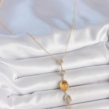 Pirinç Zincir Kehribar Sarı Gold Renk Zirkon Taşlı Y Kolye Pirinç Zincir Kehribar Sarı Gold Renk Zirkon Taşlı Y Kolye