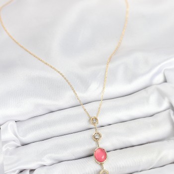 Pirinç Zincir Pembe Gold Renk Zirkon Taşlı Y Kolye Pirinç Zincir Pembe Gold Renk Zirkon Taşlı Y Kolye