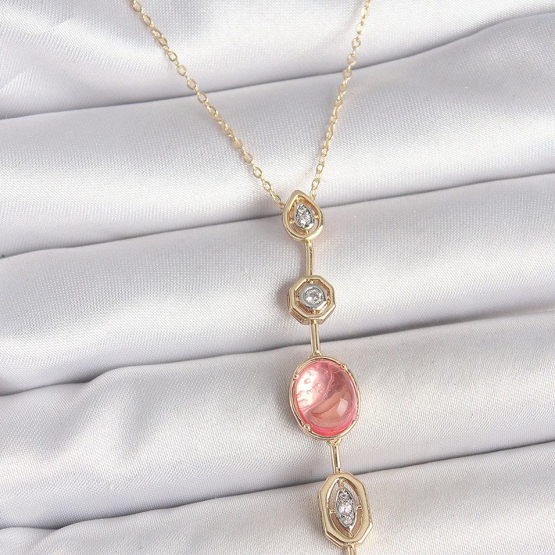 Pirinç Zincir Pembe Gold Renk Zirkon Taşlı Y Kolye Pirinç Zincir Pembe Gold Renk Zirkon Taşlı Y Kolye