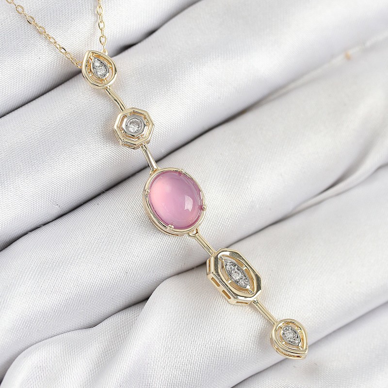 Pirinç Zincir Pembe Gold Renk Zirkon Taşlı Y Kolye Pirinç Zincir Pembe Gold Renk Zirkon Taşlı Y Kolye