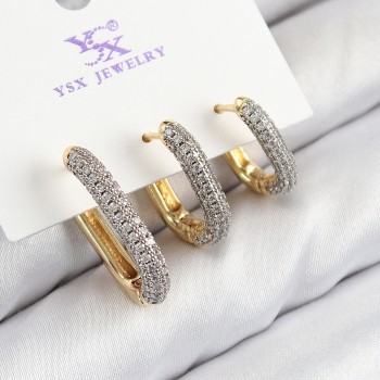 Pirinç Zirkon Taşlı 3'lü Oval Dikdörtgen Model Gold Ve Gümüş Renk Kadın Küpe Pirinç Zirkon Taşlı 3'lü Oval Dikdörtgen Model Gold Ve Gümüş Renk Kadın Küpe