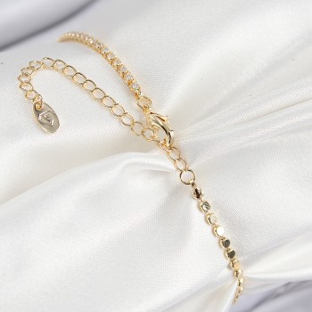 Pirinç Zirkon Taşlı Damla Model Ezme Zincir Gold Renk Kadın Bileklik Pirinç Zirkon Taşlı Damla Model Ezme Zincir Gold Renk Kadın Bileklik