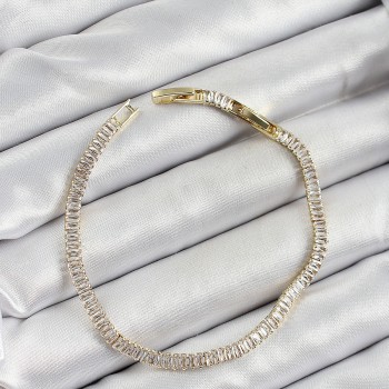 Pirinç Zirkon Taşlı İnce Su Yolu Model Gold Renk Kadın Bileklik Pirinç Zirkon Taşlı İnce Su Yolu Model Gold Renk Kadın Bileklik