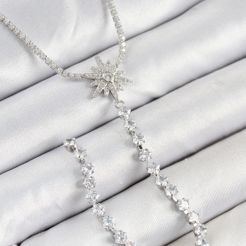 Pirinç Zirkon Taşlı Kutup Yıldızı Model Gold Renk Y Kolye