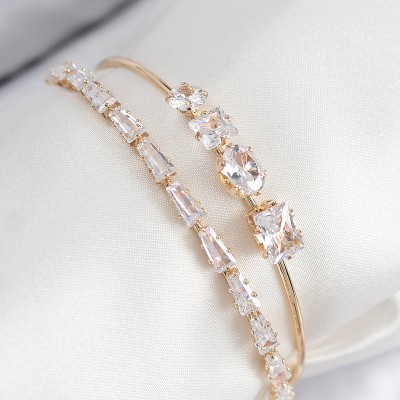 Pirinç Zirkon Taşlı Su Yolu Model Gold Renk Kadın Bileklik Pirinç Zirkon Taşlı Su Yolu Model Gold Renk Kadın Bileklik