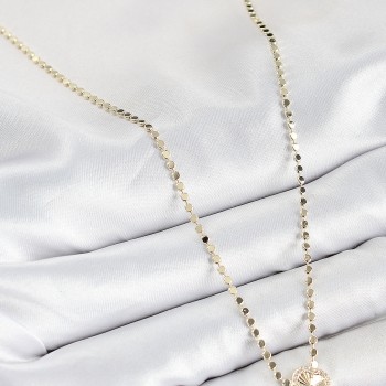 Pirinç Zirkon Taşlı Yonca Model Ezme Zincir Gold Renk Kadın Kolye Pirinç Zirkon Taşlı Yonca Model Ezme Zincir Gold Renk Kadın Kolye