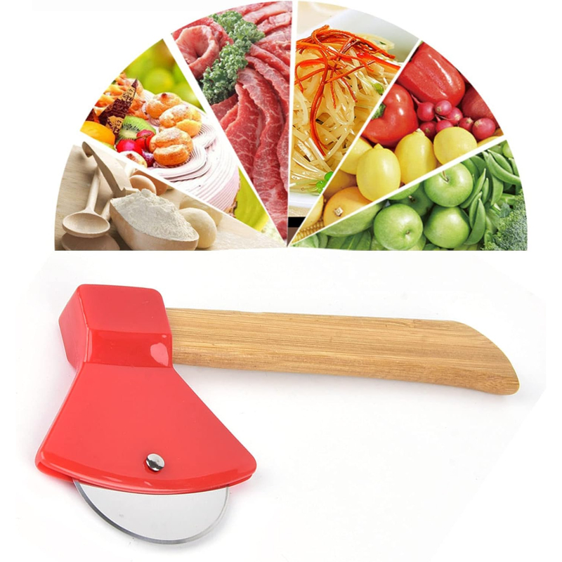 Pizza Kesici - Balta Tasarımlı - Ahşap Saplı - Paslanmaz Çelik Bıçaklı Pizza Kesici - Balta Tasarımlı - Ahşap Saplı - Paslanmaz Çelik Bıçaklı