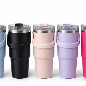 Renkli 900 ml Taşıma Kulplu Paslanmaz Çelik Termos Mug Bardak Renkli 900 ml Taşıma Kulplu Paslanmaz Çelik Termos Mug Bardak