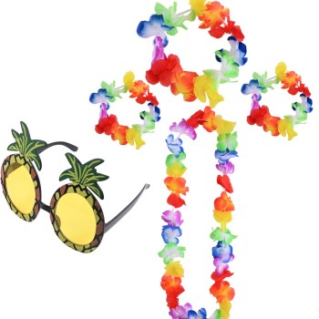 Renkli Ananas Gözlük, Taç, Kolye ve Bileklik Seti Renkli Ananas Gözlük, Taç, Kolye ve Bileklik Seti