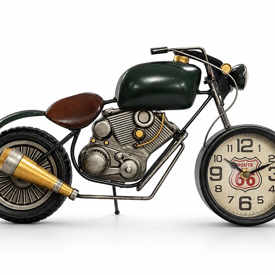 Retro Motosiklet Tasarımlı Duvar Saati - Metal - 44x24 cm Dekoratif Obje