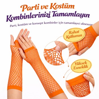Retro Turuncu File Parmaksız Eldiven 26 cm Retro Turuncu File Parmaksız Eldiven 26 cm