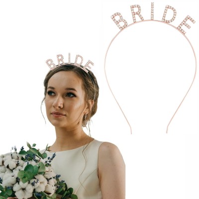 Rose Gold Bekarlığa Veda Kristal Taş Bride Tacı Rose Gold Bekarlığa Veda Kristal Taş Bride Tacı
