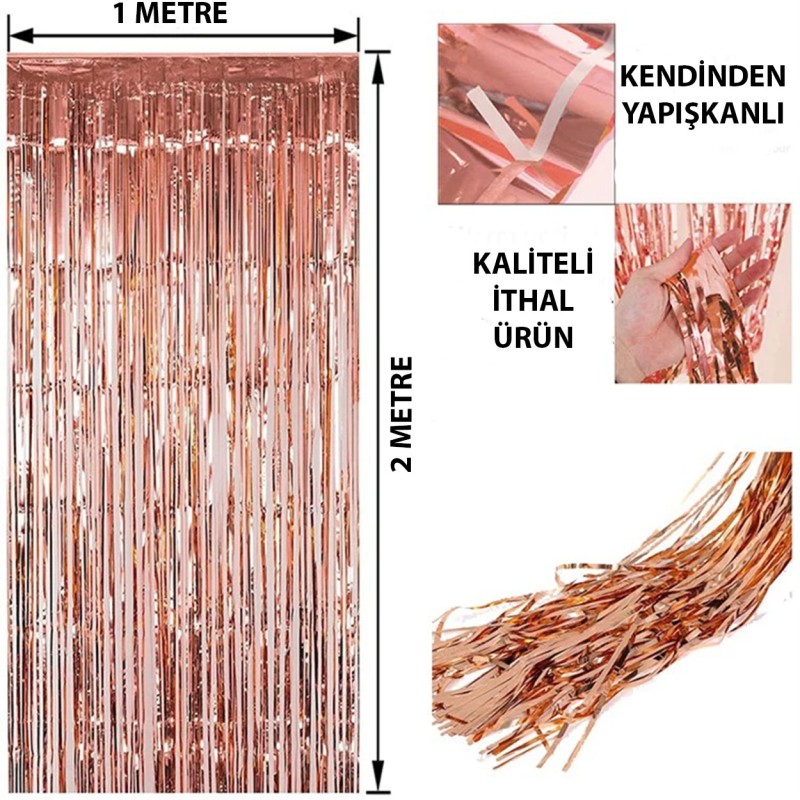 Rose Gold Püsküllü Kapı Perdesi Rose Gold Püsküllü Kapı Perdesi