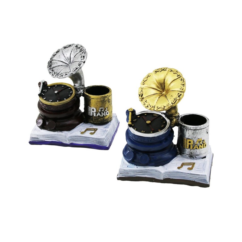 Saatli Gramofon Tasarımlı Biblo Kalemlik - Dekoratif Model - Nostaljik Tasarım Saatli Gramofon Tasarımlı Biblo Kalemlik - Dekoratif Model - Nostaljik Tasarım
