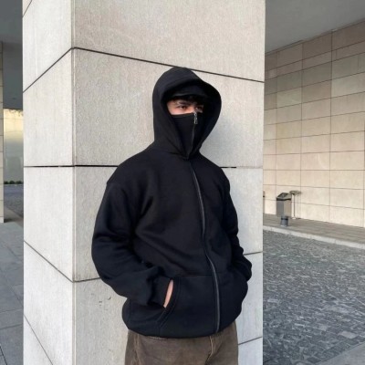 Samuray Ninja Çift Kapşonlu ZIP Fermuarlı Kanguru Çepli Tam Fermuarlı Hoodie Swetshirt - Siyah Samuray Ninja Çift Kapşonlu ZIP Fermuarlı Kanguru Çepli Tam Fermuarlı Hoodie Swetshirt - Siyah