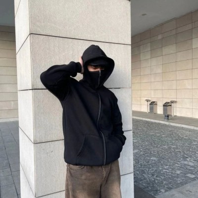Samuray Ninja Çift Kapşonlu ZIP Fermuarlı Kanguru Çepli Tam Fermuarlı Hoodie Swetshirt - Siyah Samuray Ninja Çift Kapşonlu ZIP Fermuarlı Kanguru Çepli Tam Fermuarlı Hoodie Swetshirt - Siyah