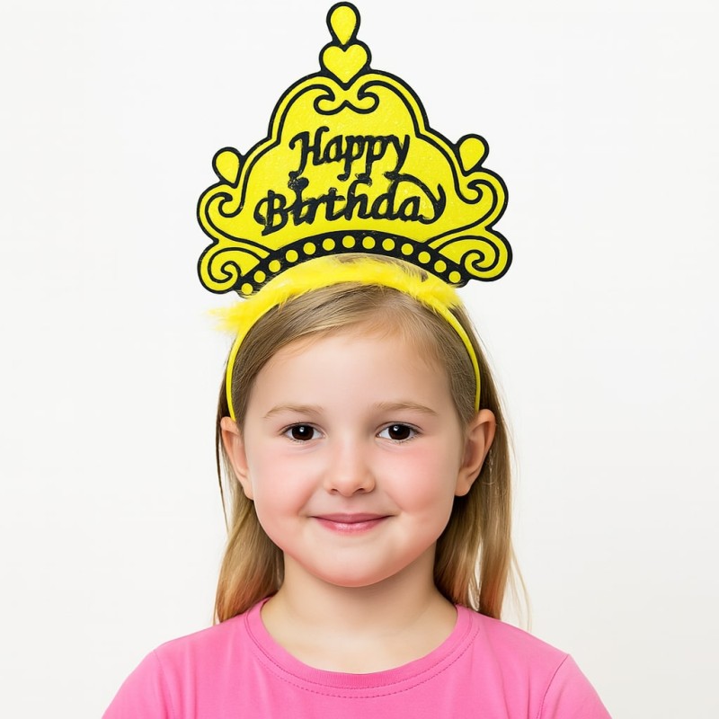 Sarı Happy Birthday Doğum Günü Prenses Tacı Sarı Happy Birthday Doğum Günü Prenses Tacı