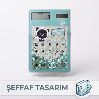Şeffaf Hesap Makinesi - Sevimli Simli Tasarım Şeffaf Hesap Makinesi - Sevimli Simli Tasarım