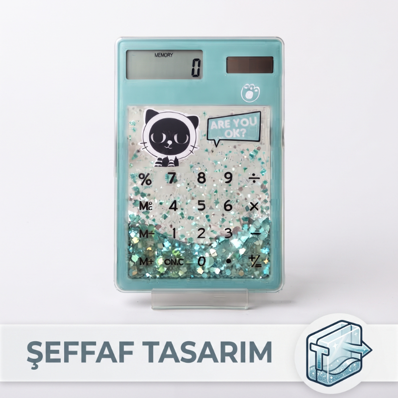 Şeffaf Hesap Makinesi - Sevimli Simli Tasarım Şeffaf Hesap Makinesi - Sevimli Simli Tasarım