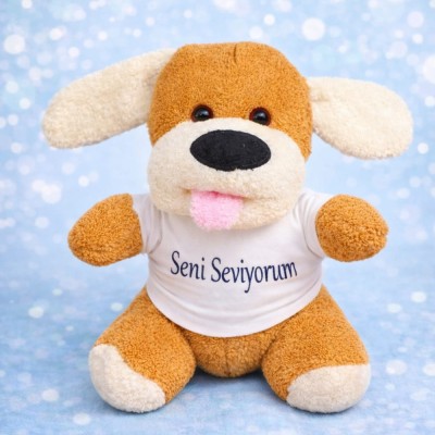 Seni Seviyorum Tişörtlü Sevimli Peluş Köpek Seni Seviyorum Tişörtlü Sevimli Peluş Köpek