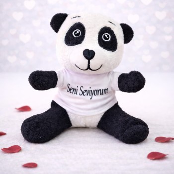 Seni Seviyorum Tişörtlü Sevimli Peluş Panda Seni Seviyorum Tişörtlü Sevimli Peluş Panda