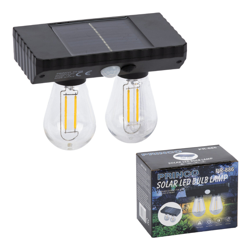 Sensörlü Solar İkili LED Ampul Lamba - Çift Başlıklı - Güneş Enerjili Aydınlatma Sensörlü Solar İkili LED Ampul Lamba - Çift Başlıklı - Güneş Enerjili Aydınlatma