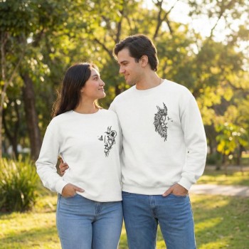 Sevgililer Günü Baskılı Oversize Bisiklet Yaka Sweatshirt - Beyaz
