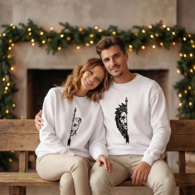 Sevgililer Günü Baskılı Oversize Bisiklet Yaka Sweatshirt - Beyaz Sevgililer Günü Baskılı Oversize Bisiklet Yaka Sweatshirt - Beyaz