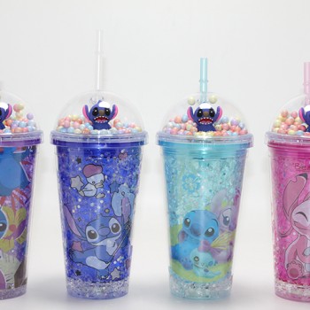Sevimli Stitch Işıklı Pipetli Pullu Suluk Bardak 400 ml Sevimli Stitch Işıklı Pipetli Pullu Suluk Bardak 400 ml