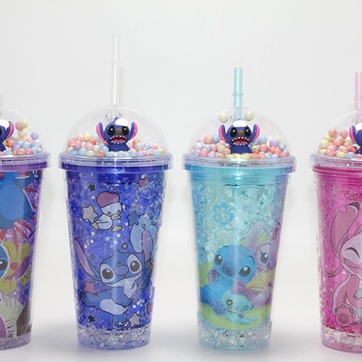 Sevimli Stitch Işıklı Pipetli Pullu Suluk Bardak 400 ml Sevimli Stitch Işıklı Pipetli Pullu Suluk Bardak 400 ml