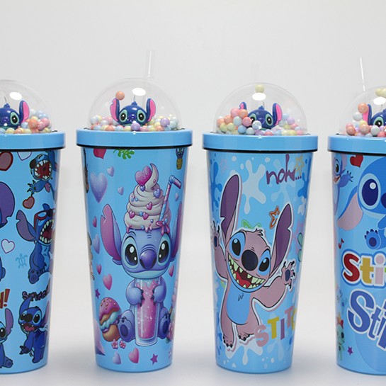 Sevimli Stitch Pipetli Boncuklu Termos Ve Suluk Sevimli Stitch Pipetli Boncuklu Termos Ve Suluk