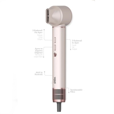 Sinbo Air Brush Saç Şekillendirme Cihazı - 5 Başlıklı - Rose Gold Renk 