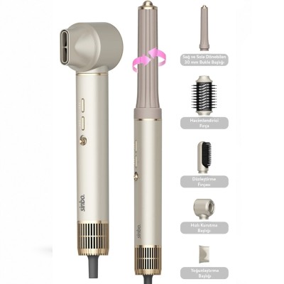 Sinbo Air Brush Saç Şekillendirme Cihazı - 5 Başlıklı - Rose Gold Renk 