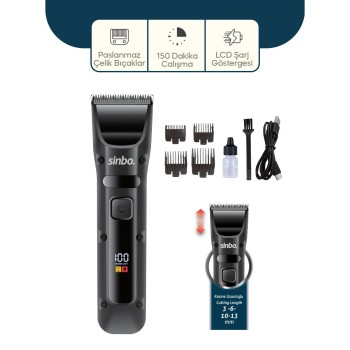 Sinbo Saç Sakal Kesme Tıraş Makinesi - USB Şarjlı - LCD Göstergeli Sinbo Saç Sakal Kesme Tıraş Makinesi - USB Şarjlı - LCD Göstergeli