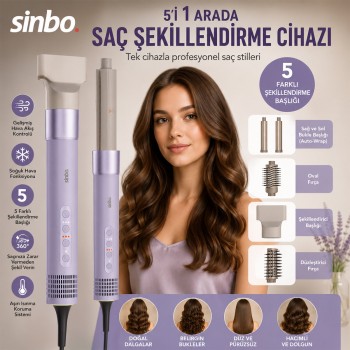 Sinbo Saç Şekillendirme Cihazı - 5 Başlıklı - 3 Kademeli Hız ve Sıcaklık Ayarı Sinbo Saç Şekillendirme Cihazı - 5 Başlıklı - 3 Kademeli Hız ve Sıcaklık Ayarı