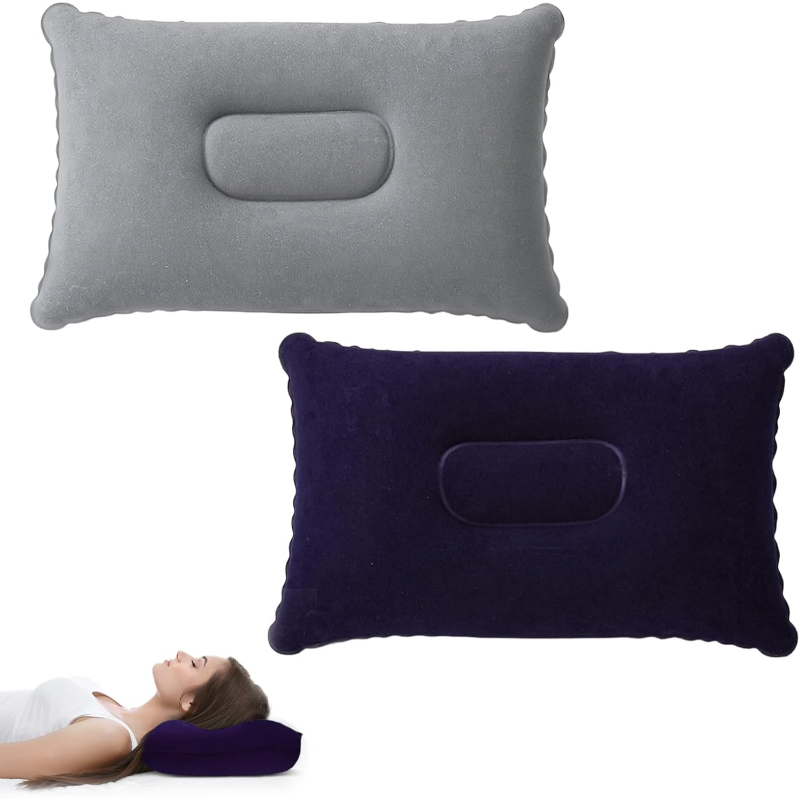 Şişme Kamp ve Yolculuk Yastığı - Ergonomik - Kadife Yüzey Şişme Kamp ve Yolculuk Yastığı - Ergonomik - Kadife Yüzey