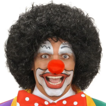 Siyah Kıvırcık Afro Peruk ve Kırmızı Sünger Burun Seti Siyah Kıvırcık Afro Peruk ve Kırmızı Sünger Burun Seti