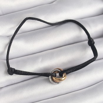 Siyah Renk İpli Asansörlü Mix Renk Çelik Halka Model Kadın Bileklik Siyah Renk İpli Asansörlü Mix Renk Çelik Halka Model Kadın Bileklik